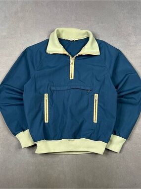 Vintage L.L. Bean Teal Zip-Up Sweater with Trim